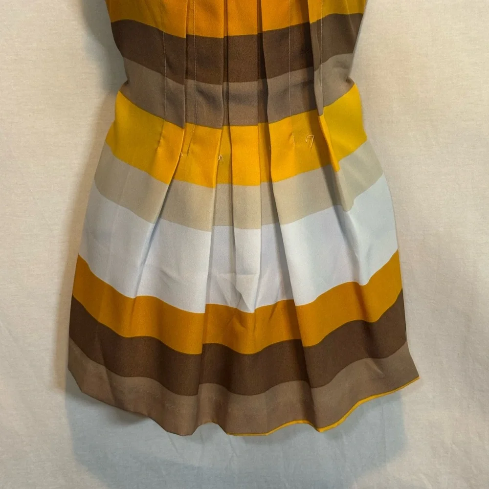 H-9 New York‎ & Company White Orange & Brown Stripe Sleeveless Blouse Size S